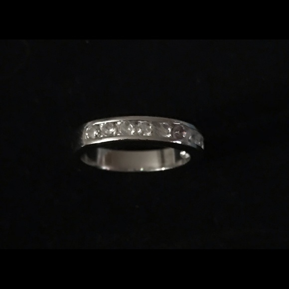 Silver CZ Band Stackable Ring 8 - Picture 6 of 9